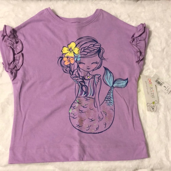 365Kids Purple Sequin Mermaid T-shirt Girls Size 5 - Picture 2 of 10